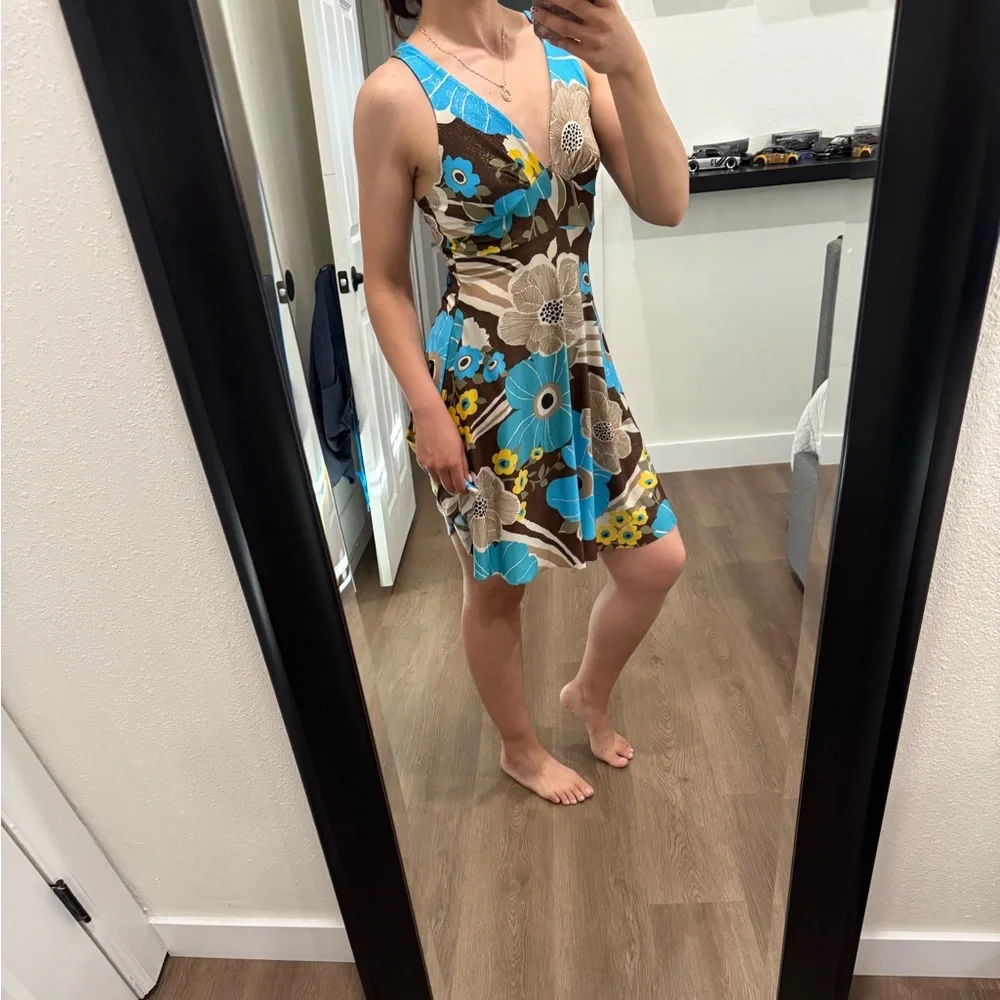 Y2K Yippee Multicolor Floral Print Babydoll High Low Midi Dress Top Sundress